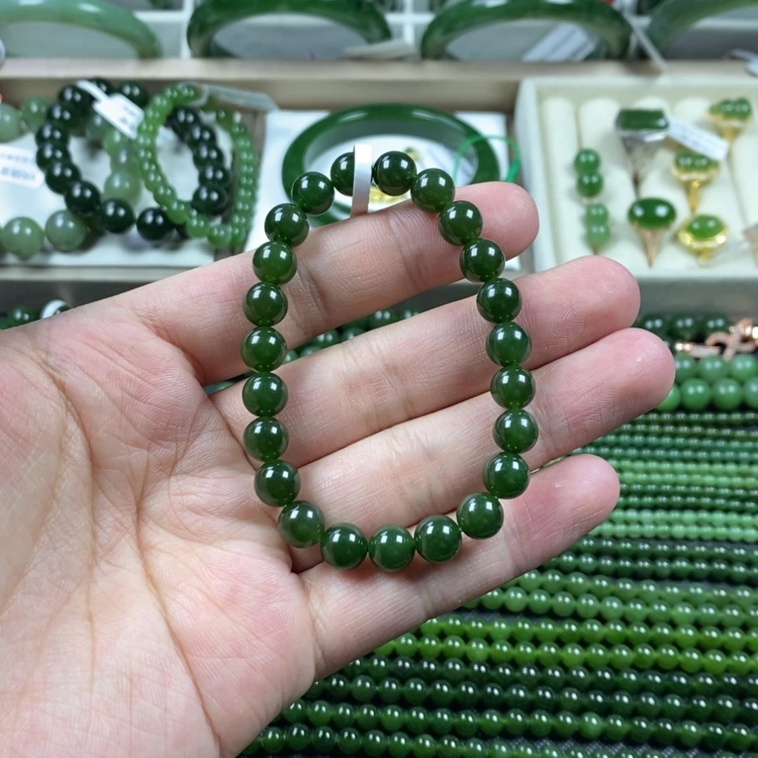 和田玉（碧玉）手串未镶嵌卡8