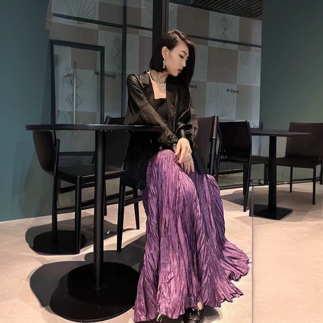 三宅褶皱均码 80-150斤可穿三宅褶皱 加长版A字大摆半裙