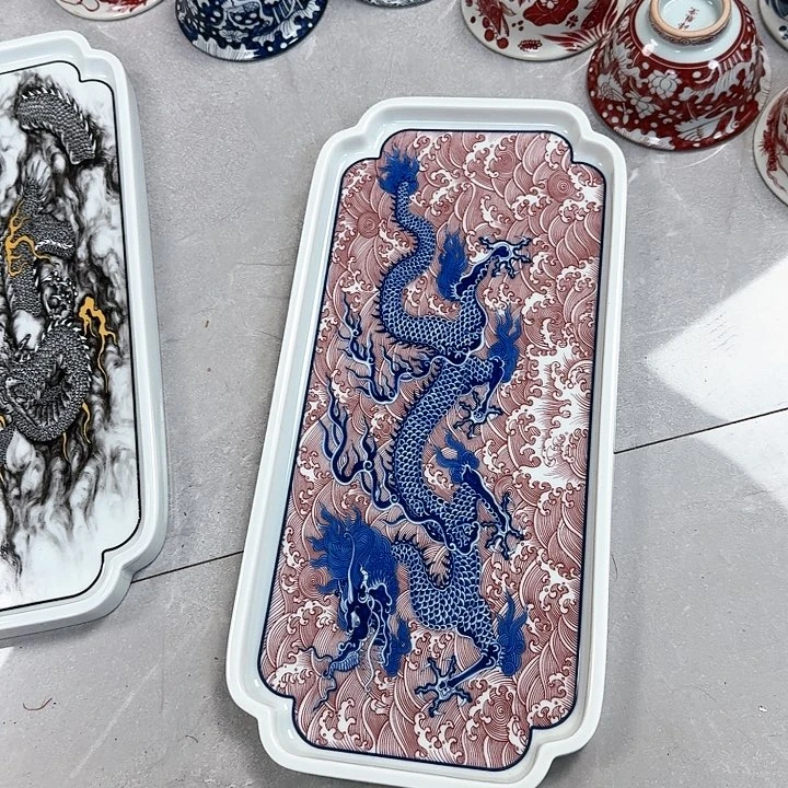 杯釉里红海水龙干泡台