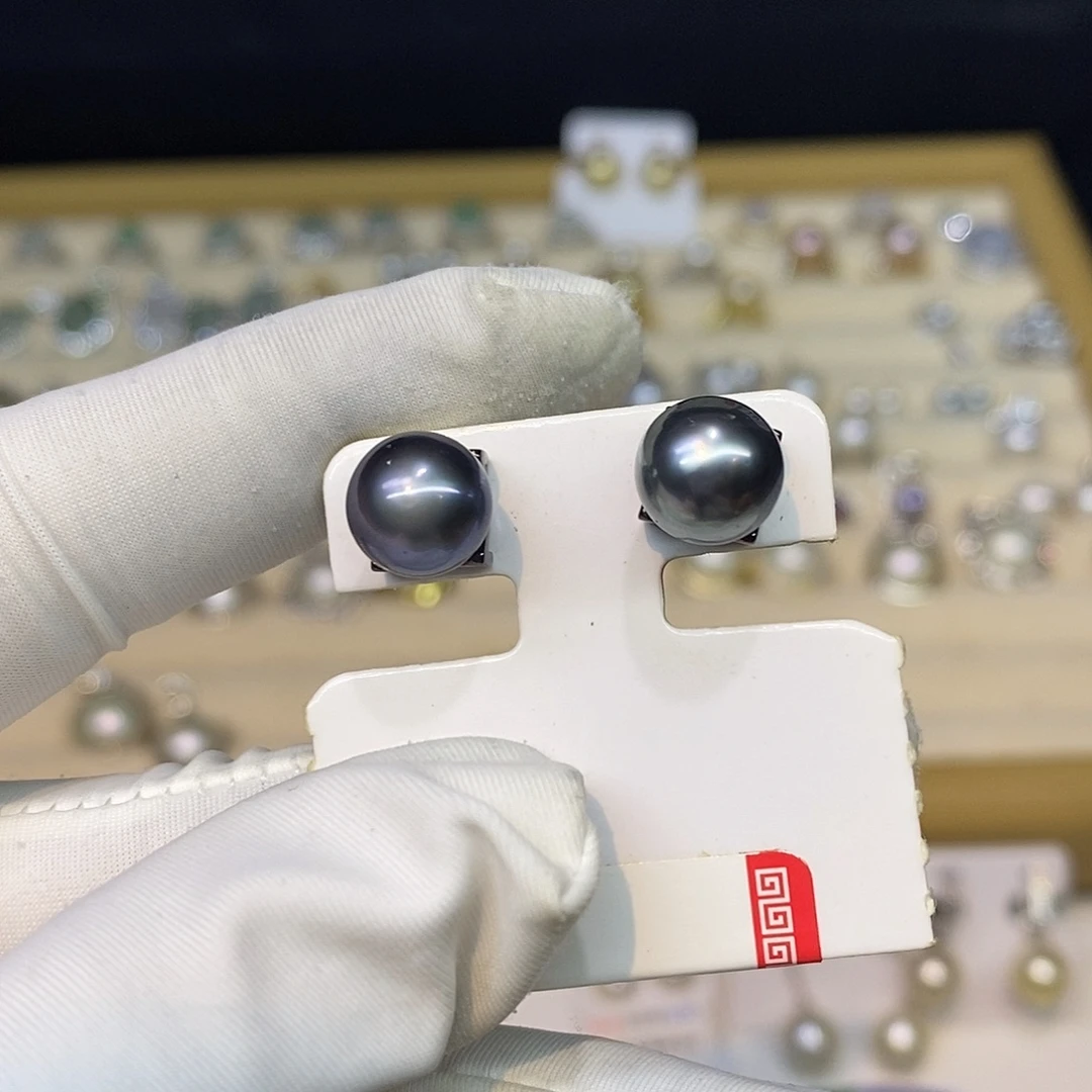 银S925镶嵌耳饰海水珍珠9/10