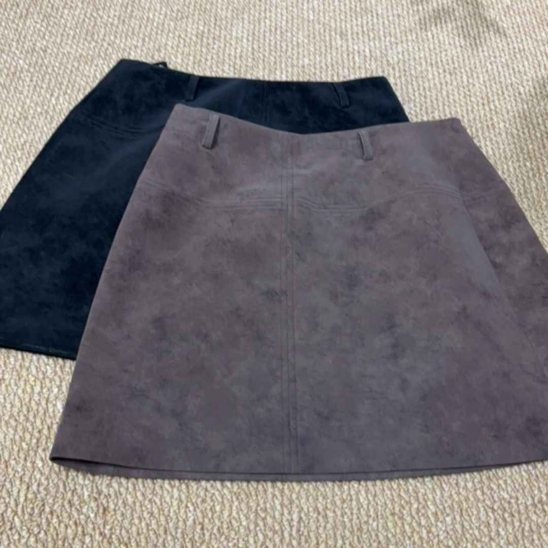 299061复古显瘦高腰A字半身短裙百搭时尚