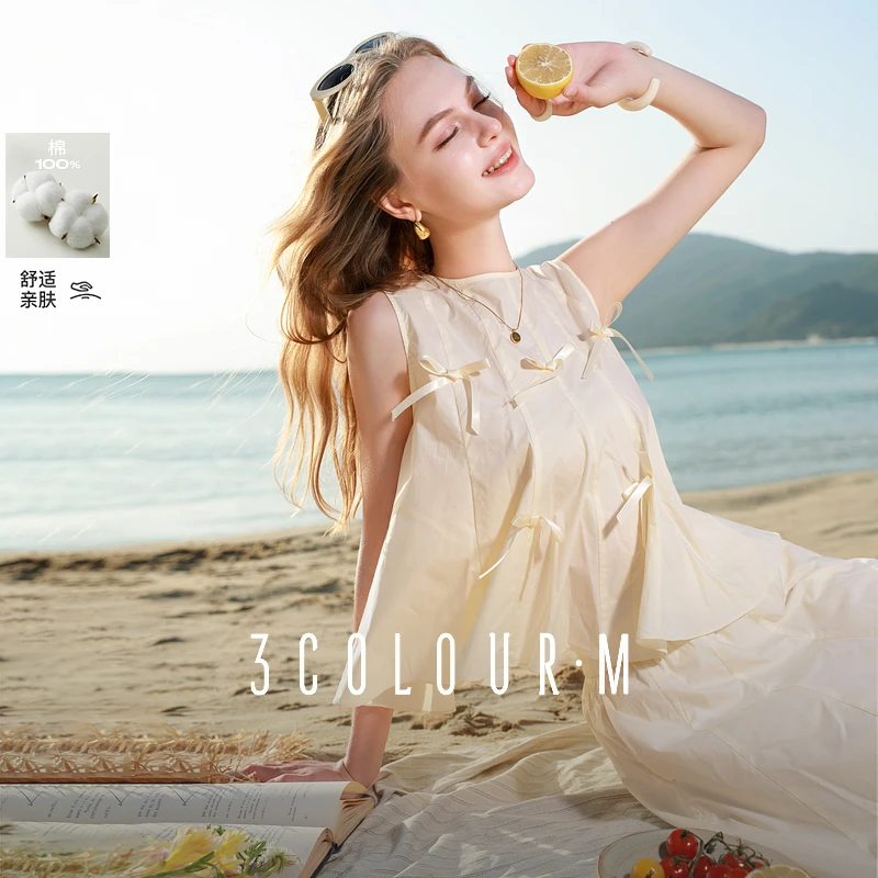 【可可专属】三彩2025夏季新款蝴蝶结套装两件套无袖上衣半身dbx