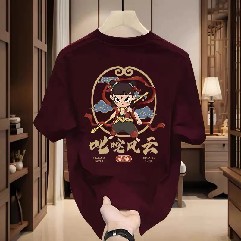 高档男装国潮重磅短袖t恤男夏季新款痞帅修身青年圆领ins上衣