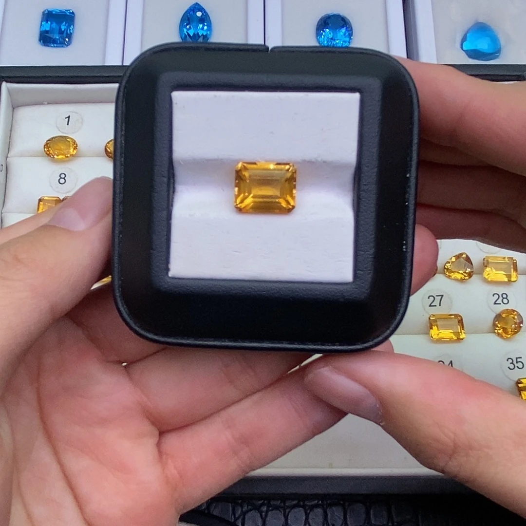 黄晶s纯天然黄水晶裸石定制未镶嵌宇*