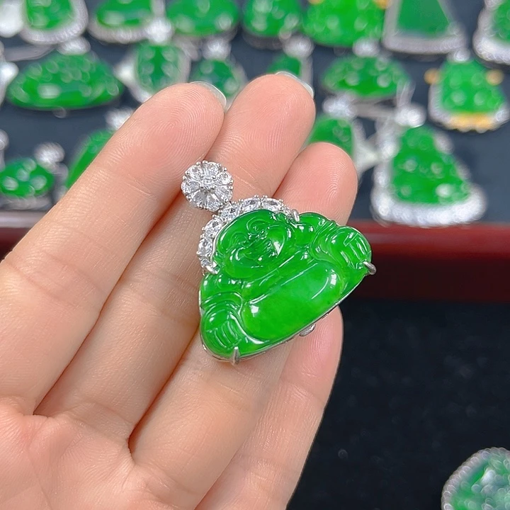 翡翠银S925镶嵌吊坠(不含链)