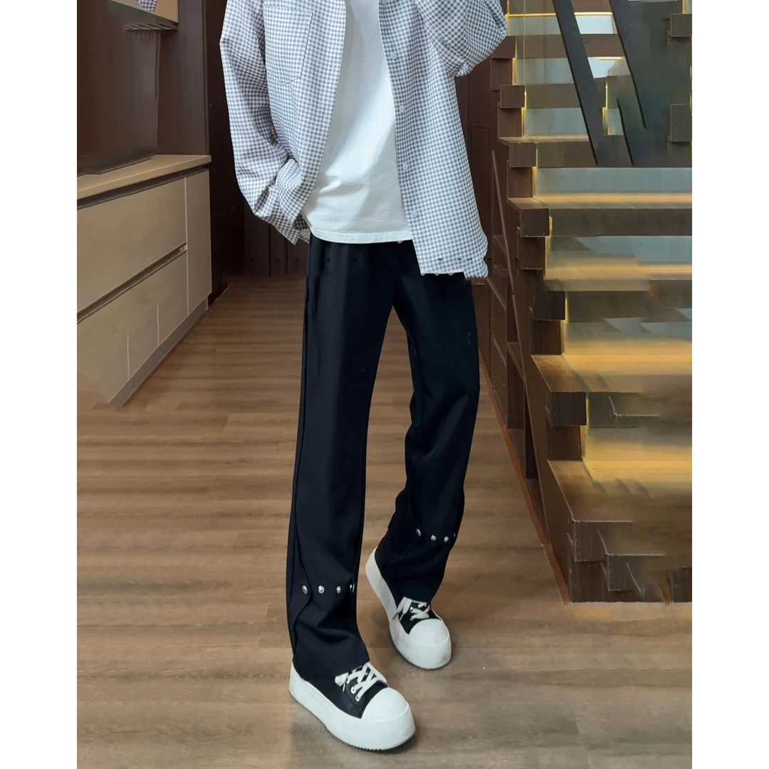 铆钉微喇西裤男春季美式高街vibe冰丝裤子垂感高级感直筒休闲长裤