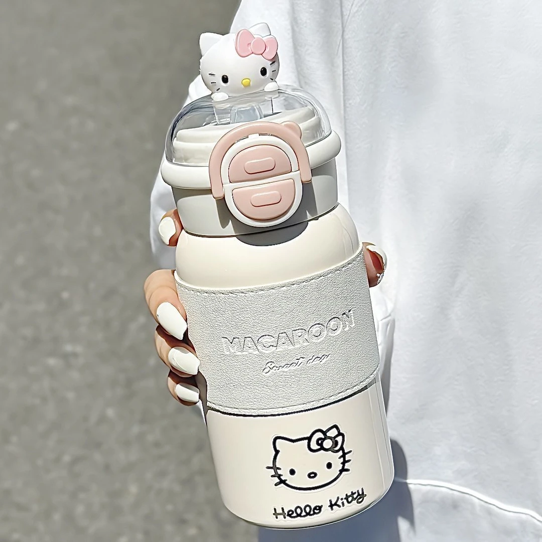 2025新款保温杯316高颜值不锈钢学生简约双饮便携吸管可爱女水杯