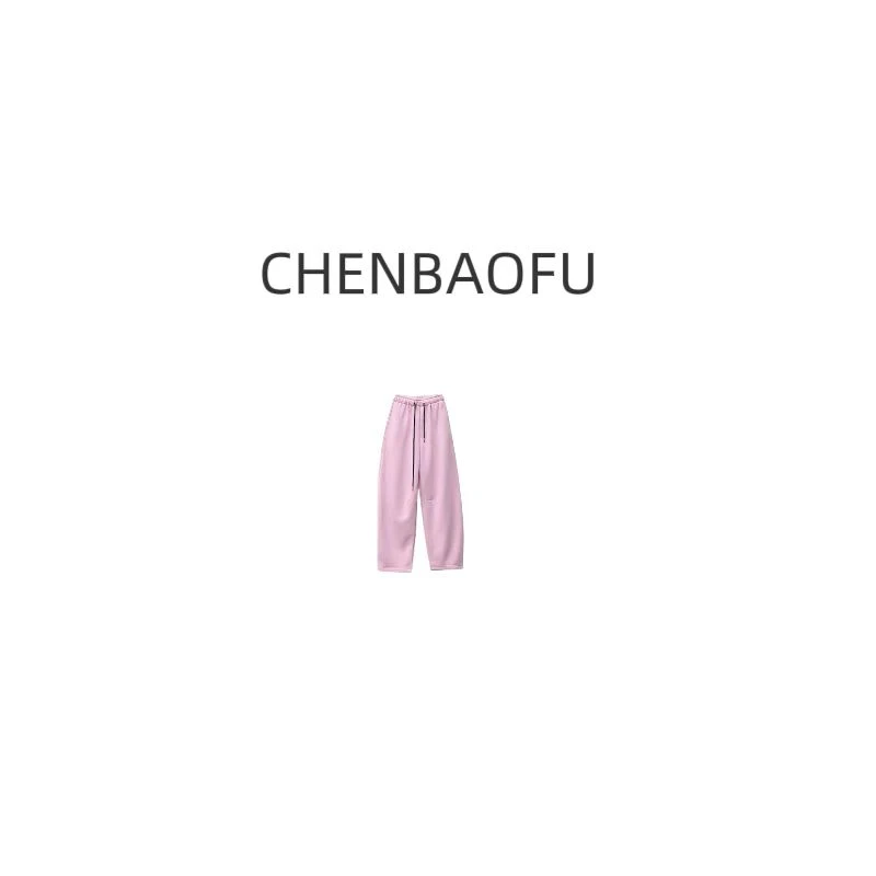 CHENBAOFU 设计款小马刺绣百搭宽松显瘦弯刀裤加厚绒休闲卫裤女