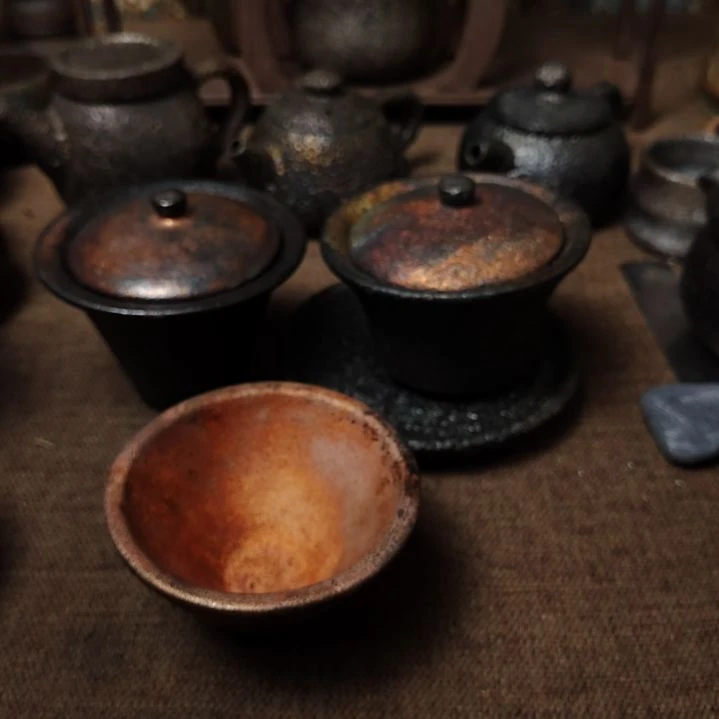 全手工制作精品带彩盖碗两套