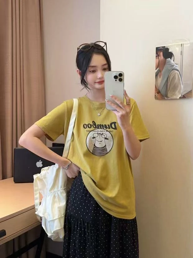 8144女款圆圈卡通休闲百搭短袖T恤