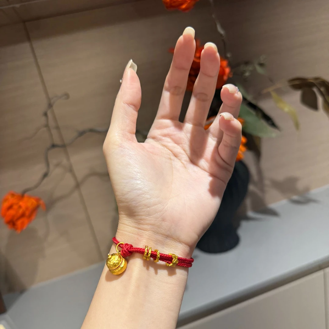 CHUANSHE/传奢  锤纹小胖葫芦吊坠手链KZ353