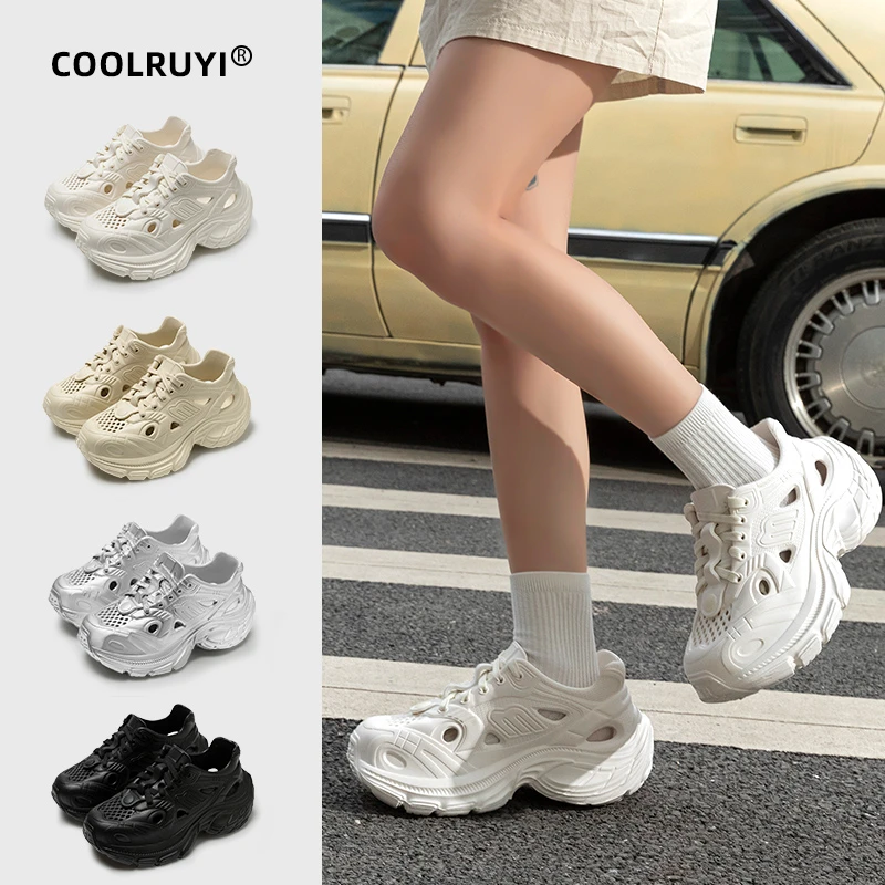 老爹凉鞋女士夏季运动百搭透气海边沙滩防滑韩版老爹洞洞鞋女外穿