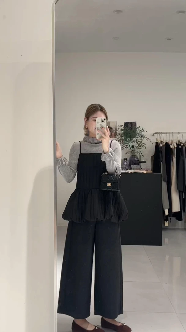 2025秋季新款韩系穿搭高级感灰色打底吊打马甲休闲裤气质三件套女