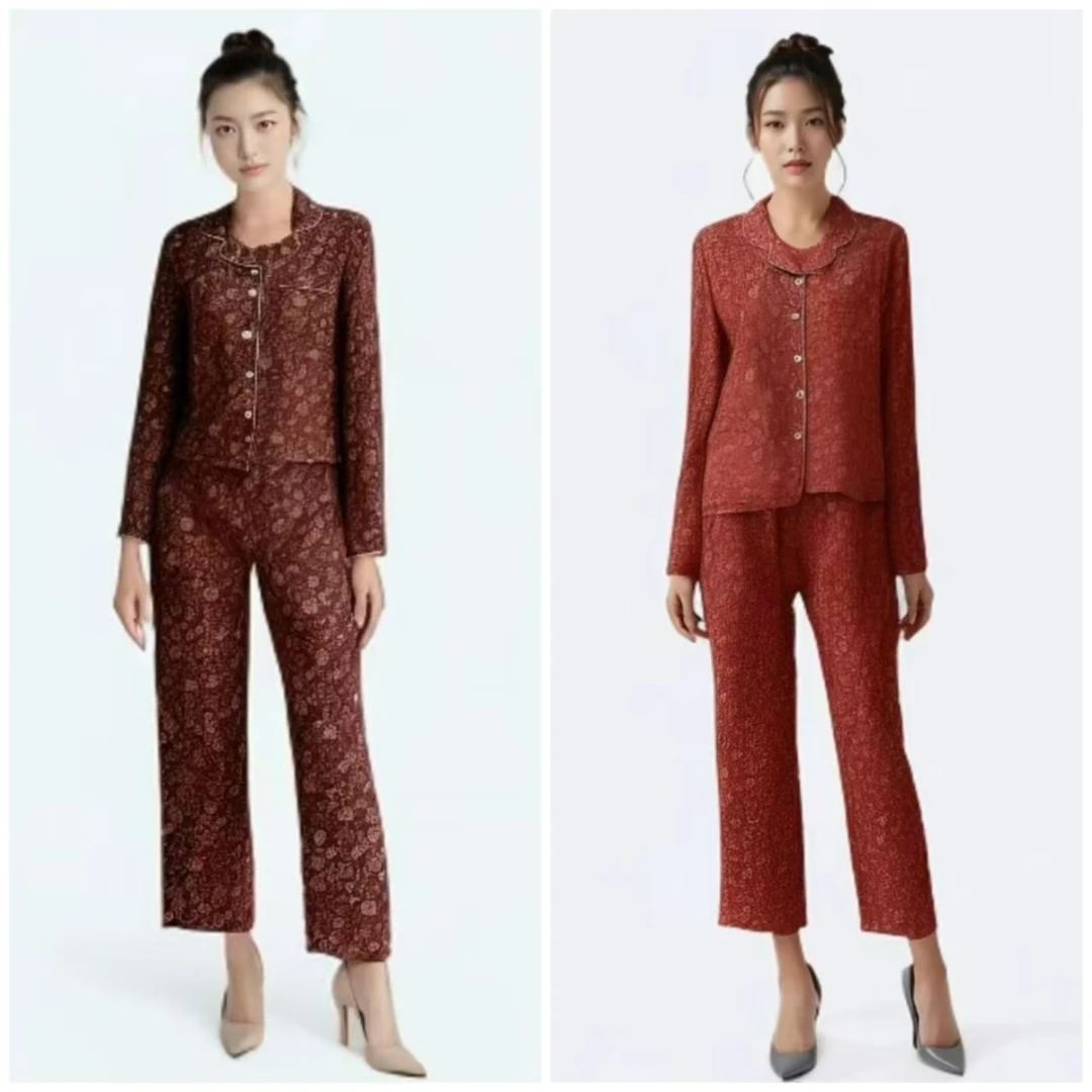 蔷薇花语-纯棉双层纱家居服（上衣+裤子）