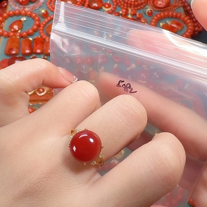 南红玛瑙银S925镶嵌戒指