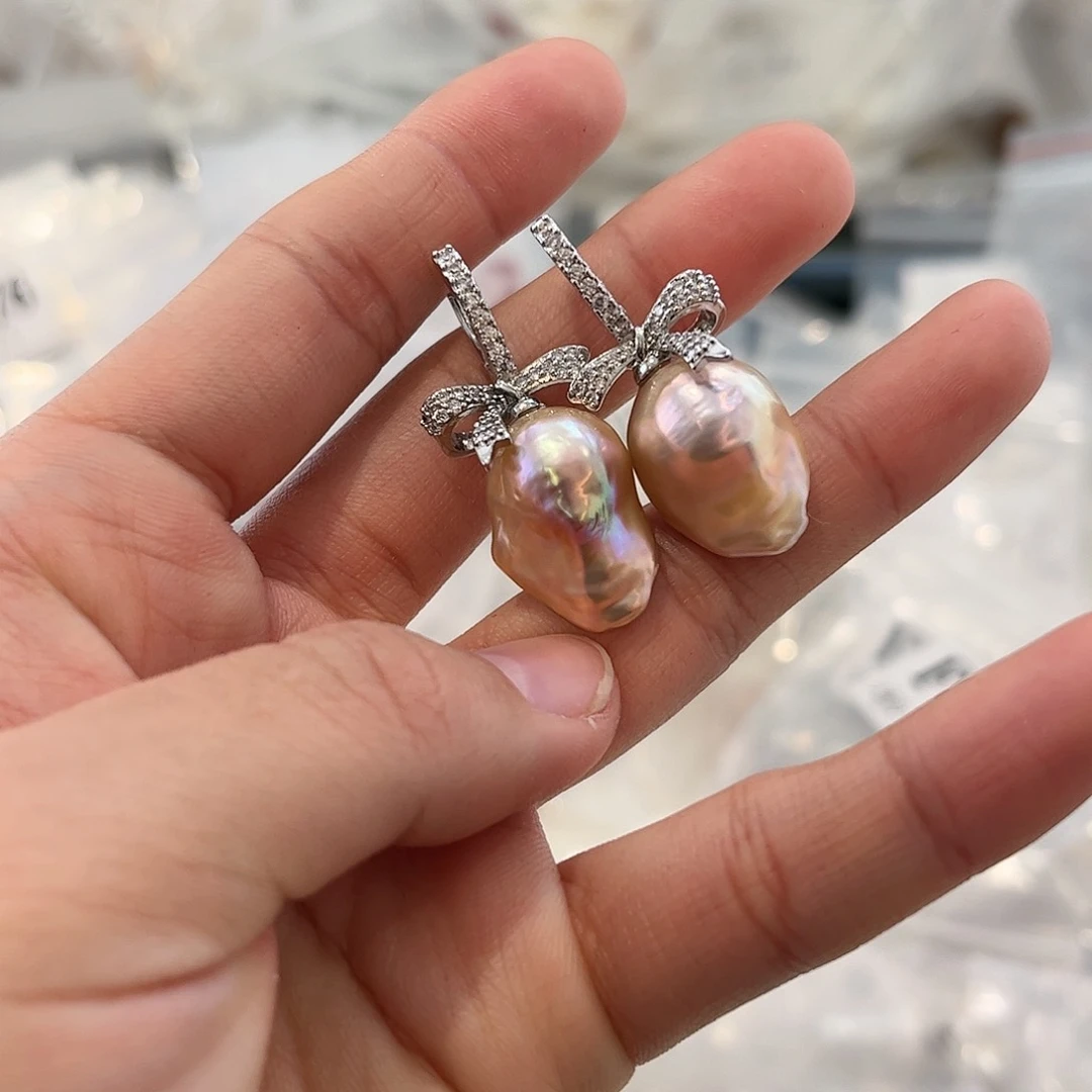 淡水珍珠耳饰合金