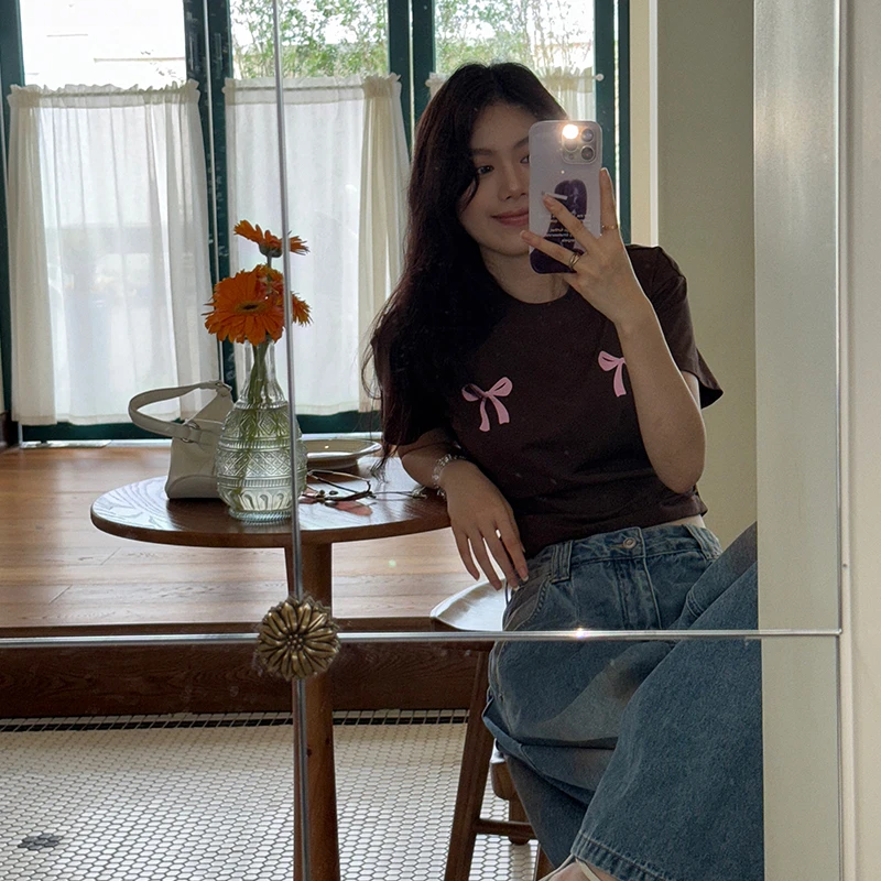 Seyora【半糖主义】设计感印花圆领短袖辣妹修身短款T恤 T35396SY52