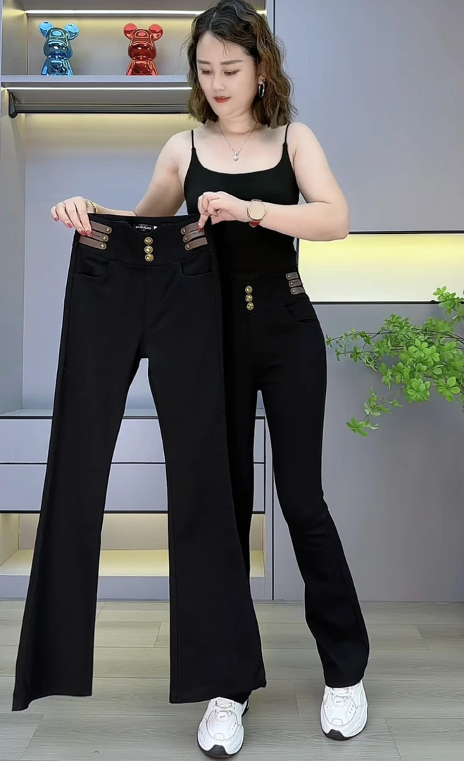 秋季新款微喇长裤女休闲百搭高腰弹力显瘦马蹄裤