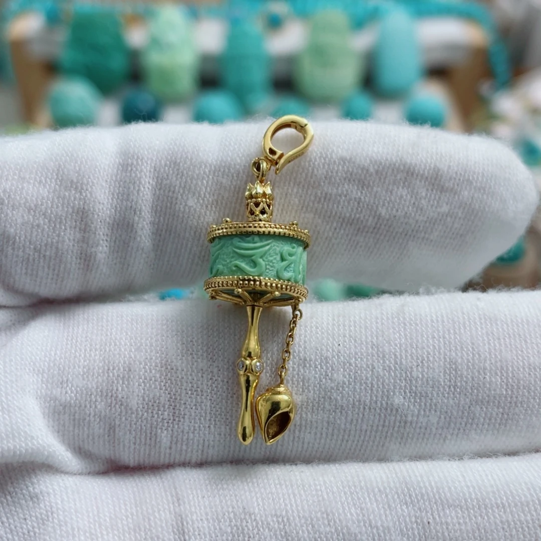 18K金镶嵌绿松石珠宝奇石