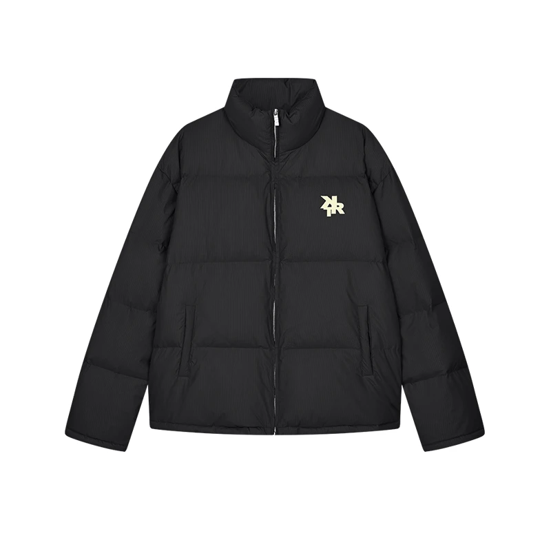 KREATE 城市通勤充绒定制条纹肌理情侣白鸭绒羽绒服冬男