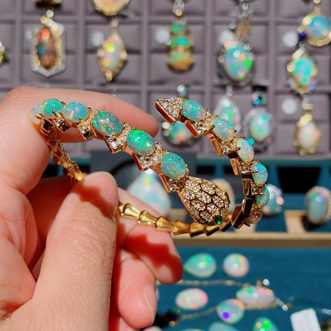 欧泊欧泊手镯银S925镶嵌