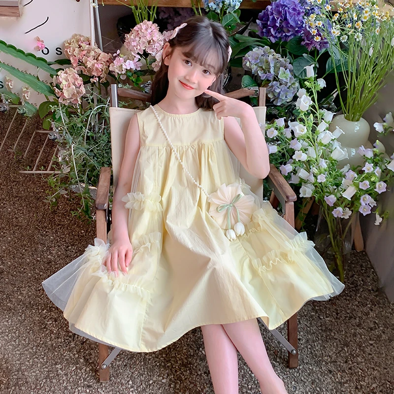 女童连衣裙夏装2025新款童装网红中大童无袖公主裙子6-12岁甜美