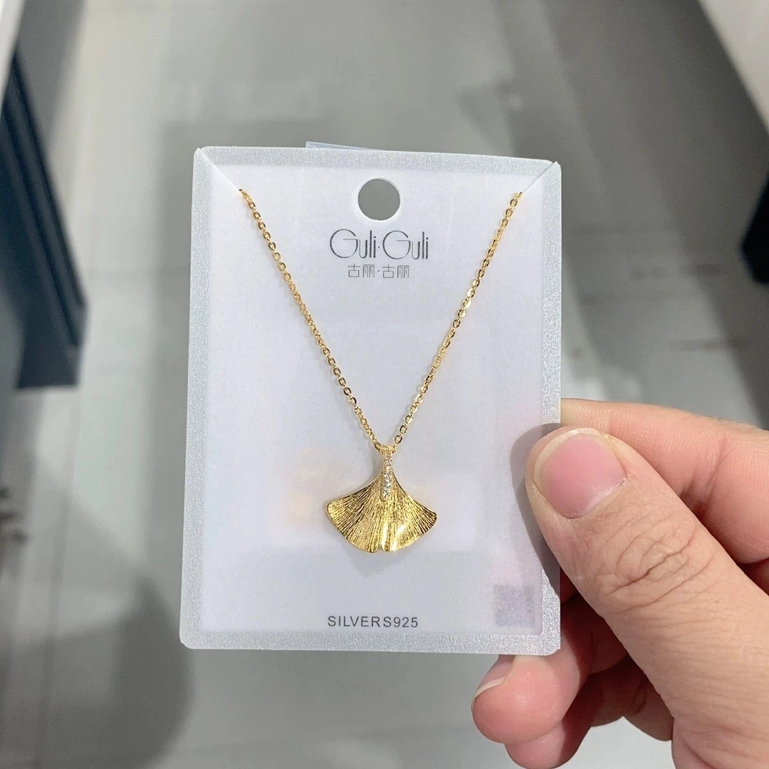 链子925银 07062 古丽品牌新款古法金工艺金钴金s925纯银银杏叶子