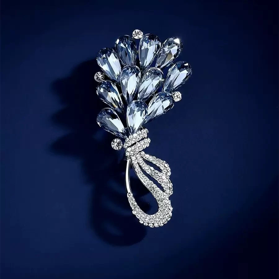 铜合金合成锆石胸针 【88568】气球花束胸针蓝色轻奢时尚西服胸针