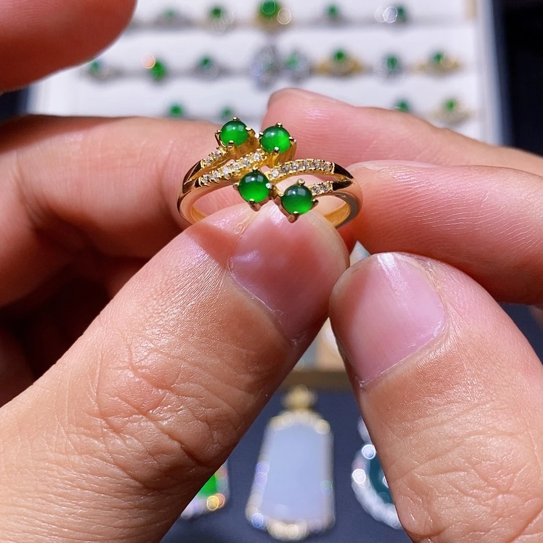 银S925镶嵌戒指翡翠戒指