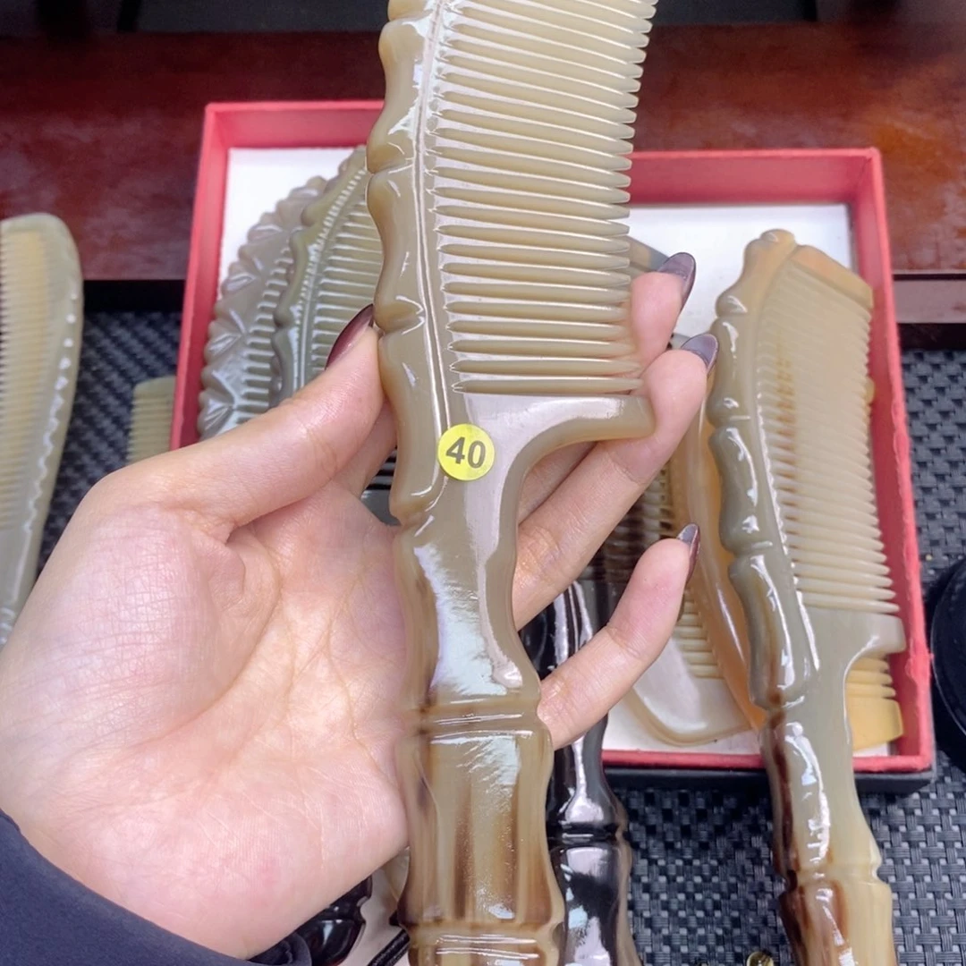纯手工制作纯牛角梳子生*漫