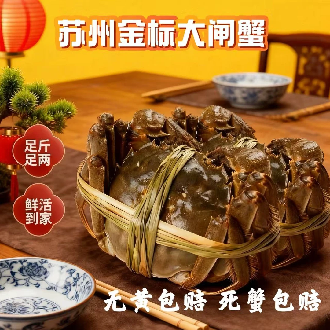 【苏州金标蟹】大闸蟹全公蟹4.1~3.8两礼盒装包邮8+2到手10只活蟹