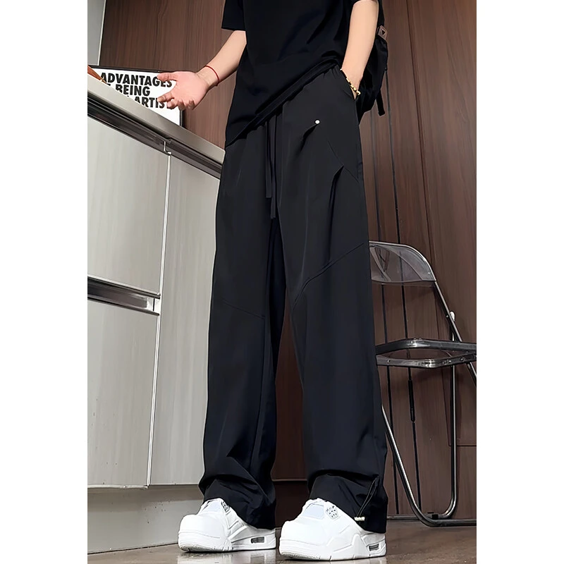 美式机能风褶皱速干裤男夏季薄款冰丝凉感伞兵裤重磅休闲百搭长裤