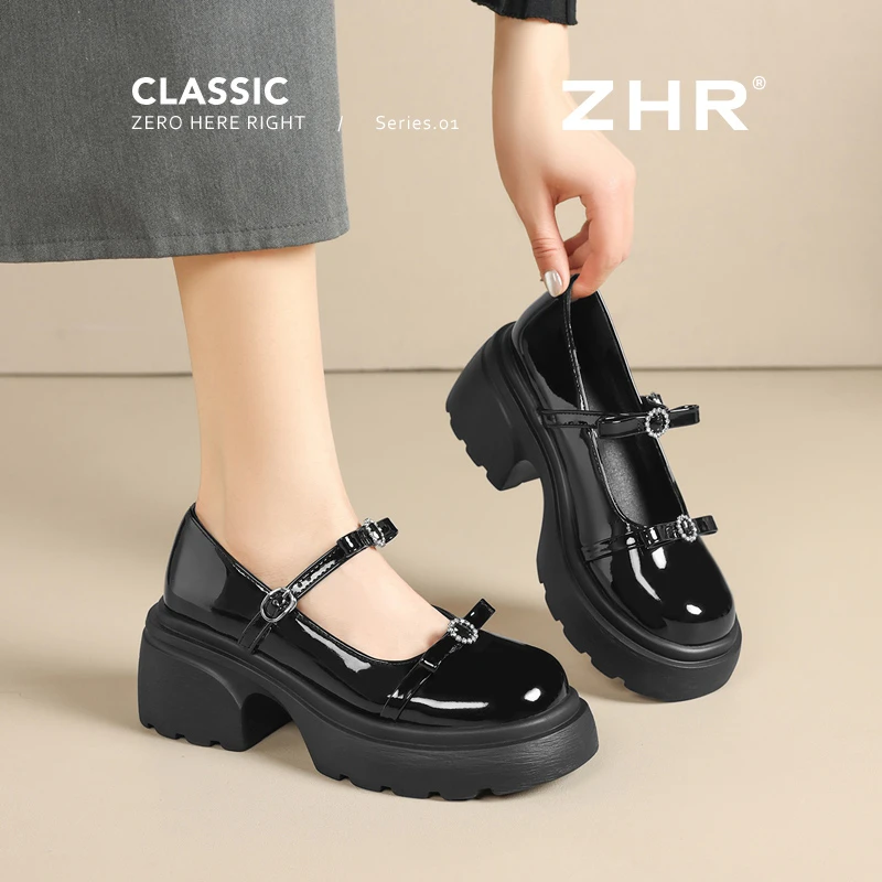 ZHR厚底乐福鞋女2025新款秋季学院风日系jk玛丽珍外穿单鞋小皮鞋