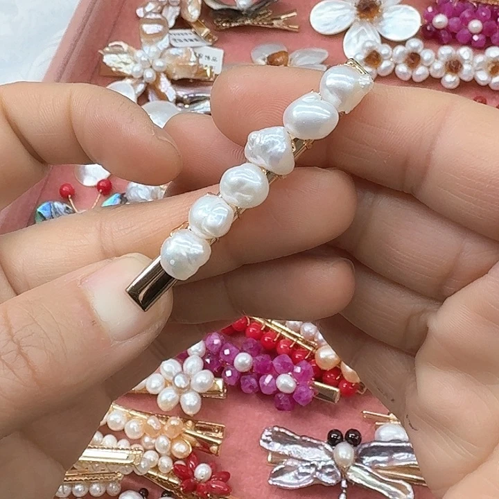 淡水珍珠发饰银S925镶嵌