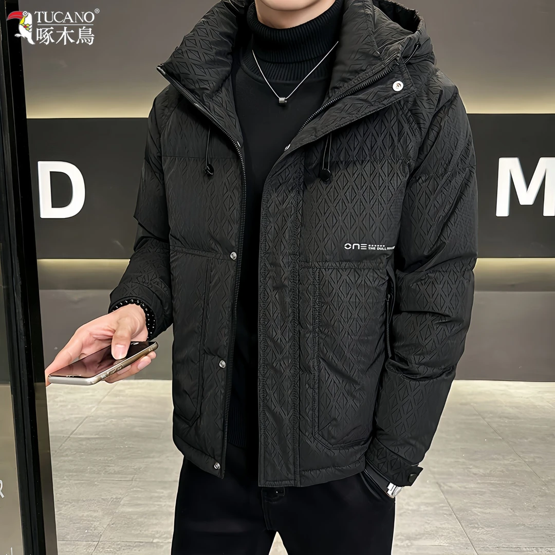 TUCANO/啄木鸟冬季男士防寒服印花字母简约连帽保暖商务百搭外套