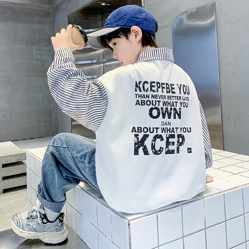 男童春装卫衣2025新款中大童洋气长袖polo衫上衣儿童春季痞帅潮牌