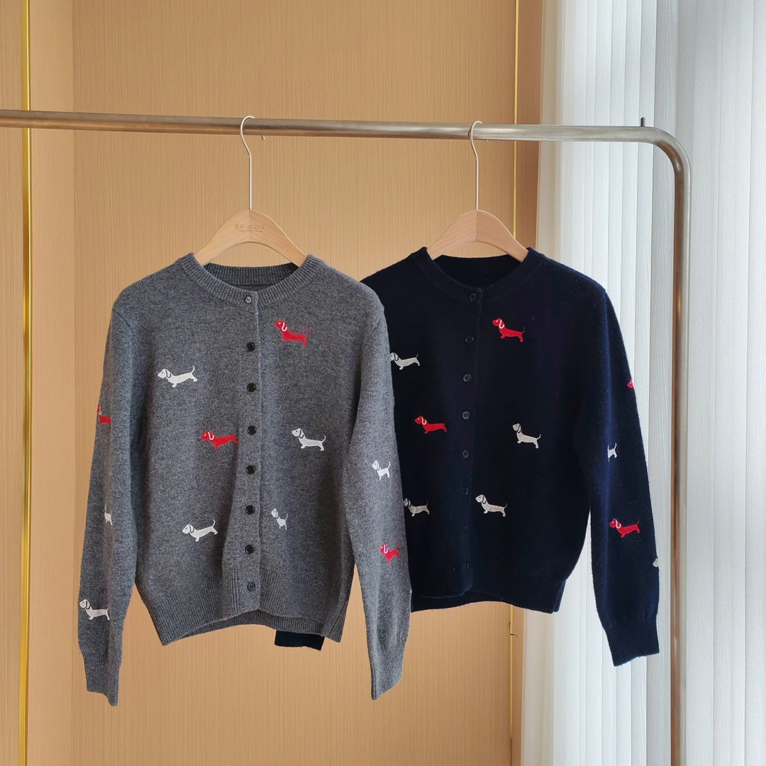 秋冬新款纯色高克重开衫刺绣羊毛衫 MJQC-24957