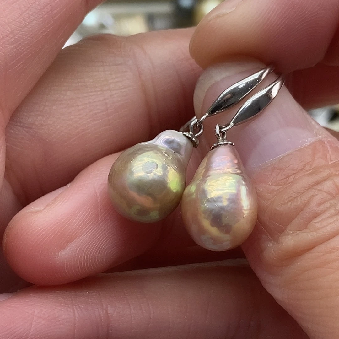 淡水珍珠耳饰银S925镶嵌