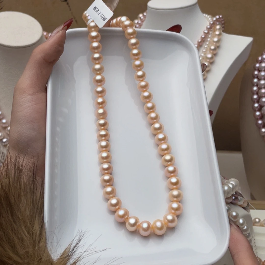 淡水珍珠项链银S925镶嵌小**姥9-10