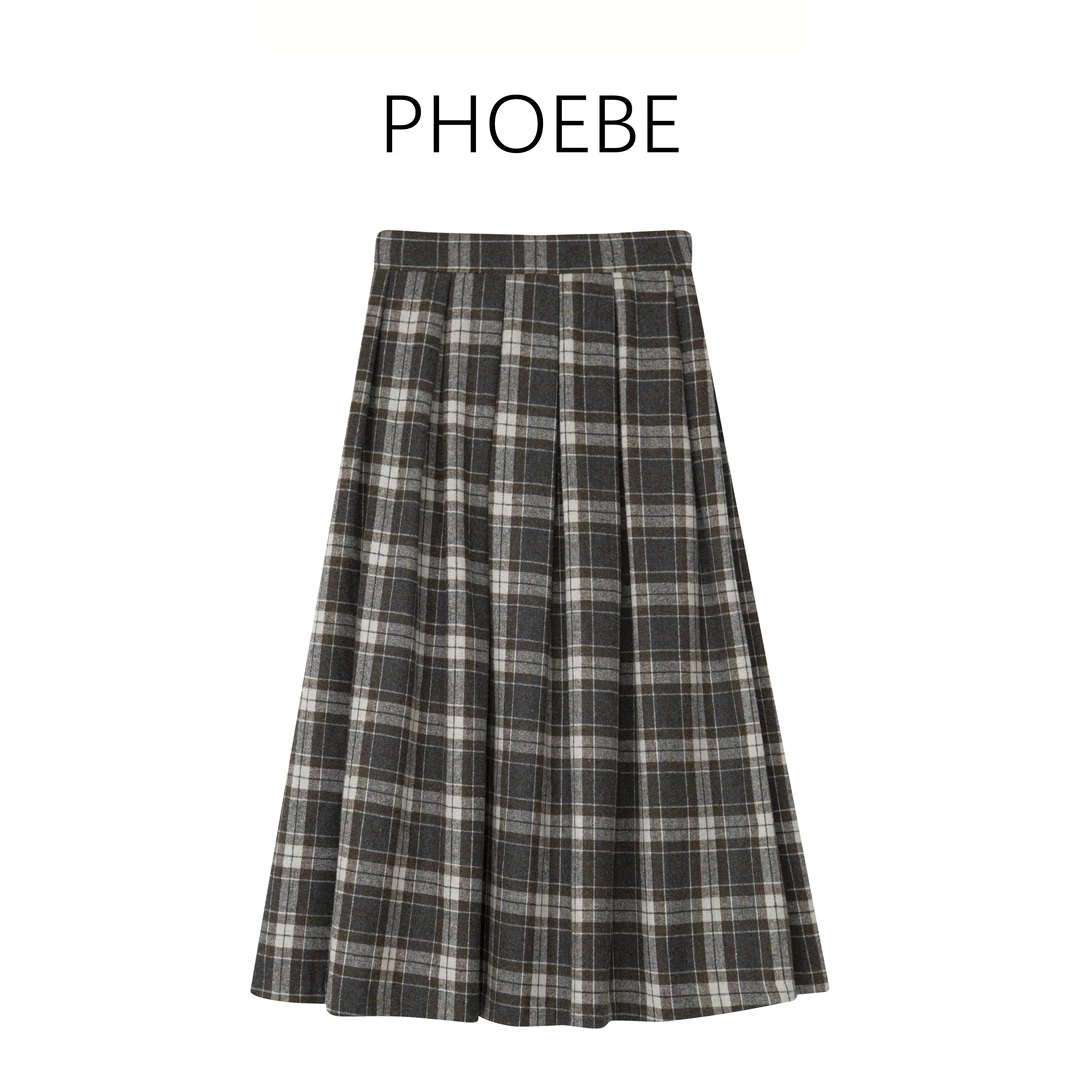 韩【MIUI格半裙】PHOEBE叶姐 秋冬复古格设计半裙HF5091649D