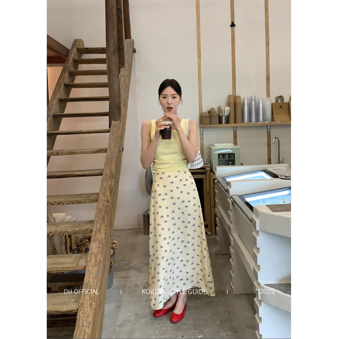 清DH OFFICIAL 大花【风传花信 flower】碎花印花显瘦鱼尾半身裙