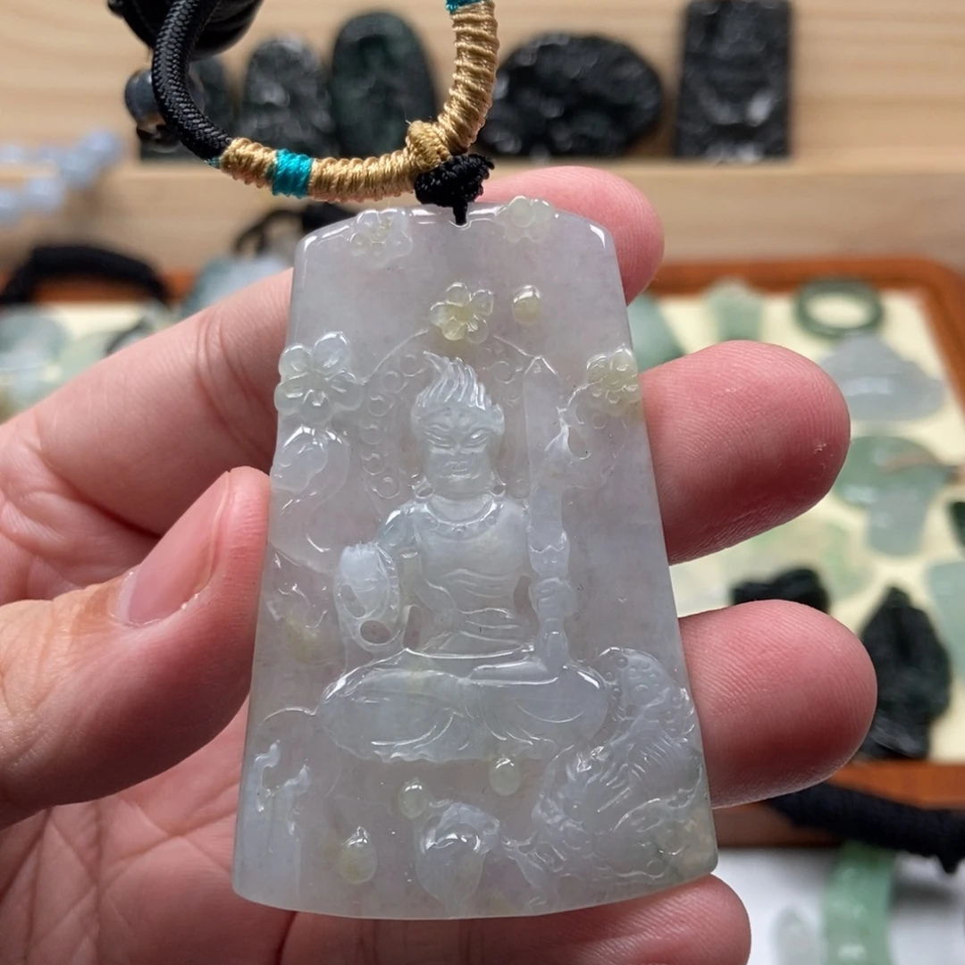 翡翠未镶嵌颈饰不动明王 天然缅甸ａ货翡翠男女礼物高级感