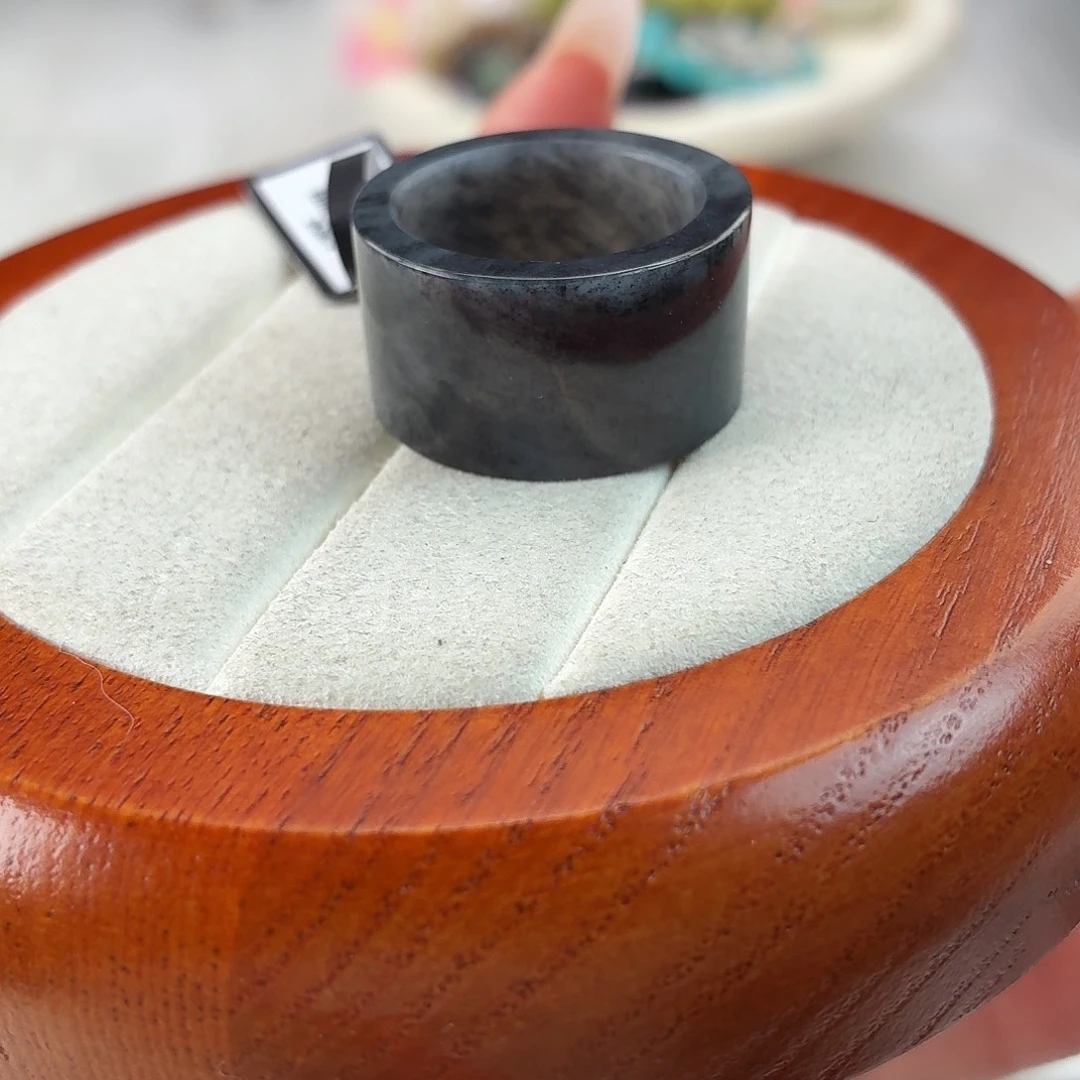 和田玉未镶嵌戒指r105青花直切18.8