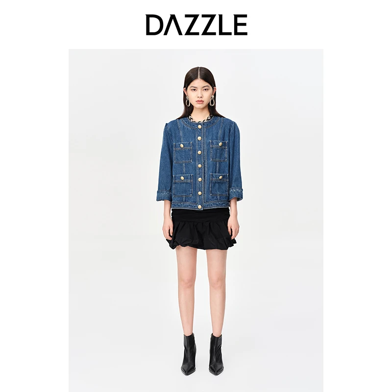 DAZZLE地素秋复古气质圆领短外套2E3RD04