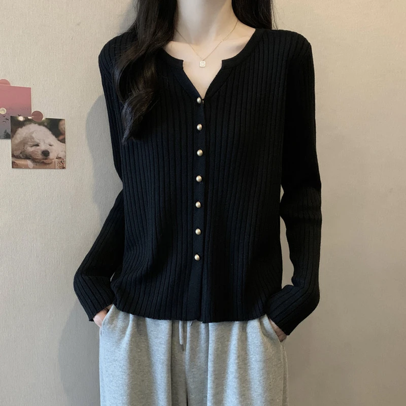 胖妹妹秋装大码女装坑条显瘦针织衫单排扣设计洋气减龄上衣