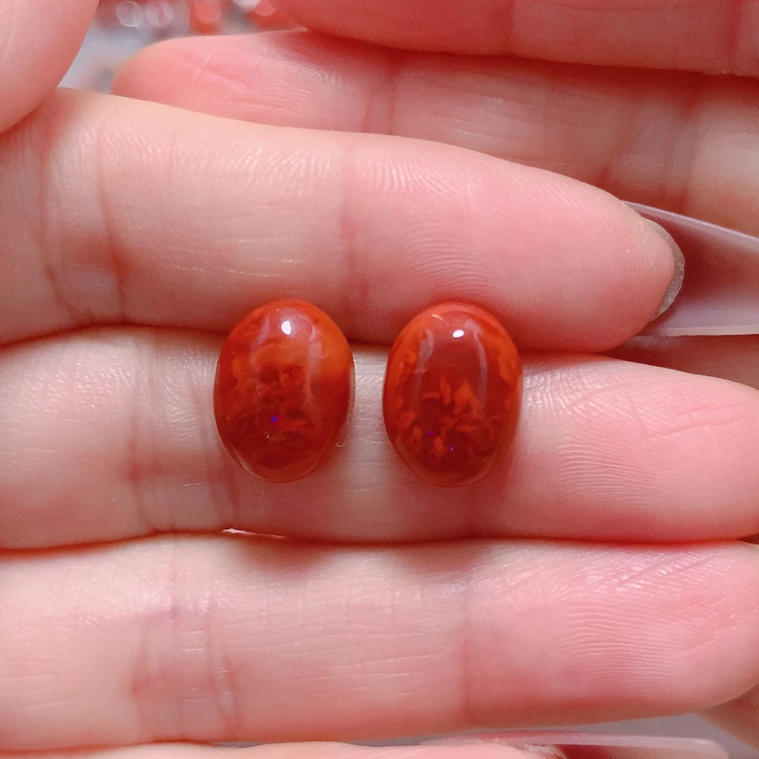 南红玛瑙耳钉银S925镶嵌