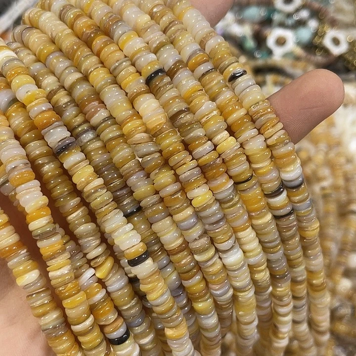 玛瑙/玉髓合金珠宝半成品一条6mm黄金贝不规则隔片