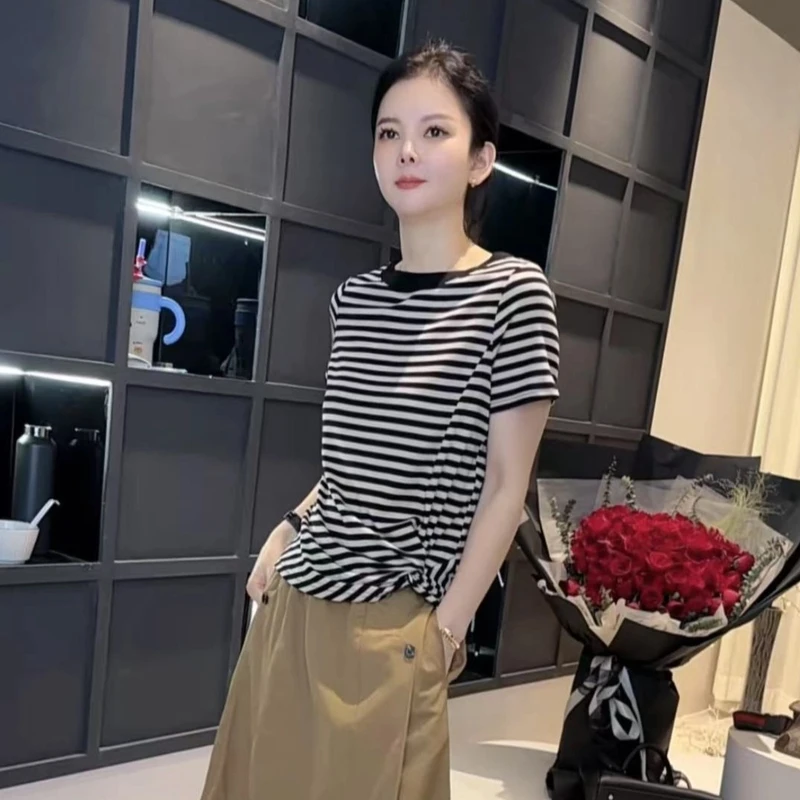 夏季一字领设计感时尚百搭T恤短袖短袖女显瘦遮肚子女士气质上衣