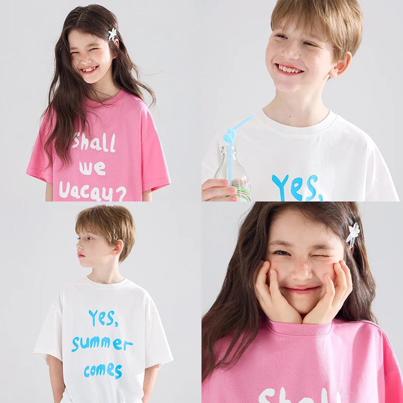 MUCMUKN木可童装凉感 手绘度假slogon印花短袖T恤夏新M52ZT3989