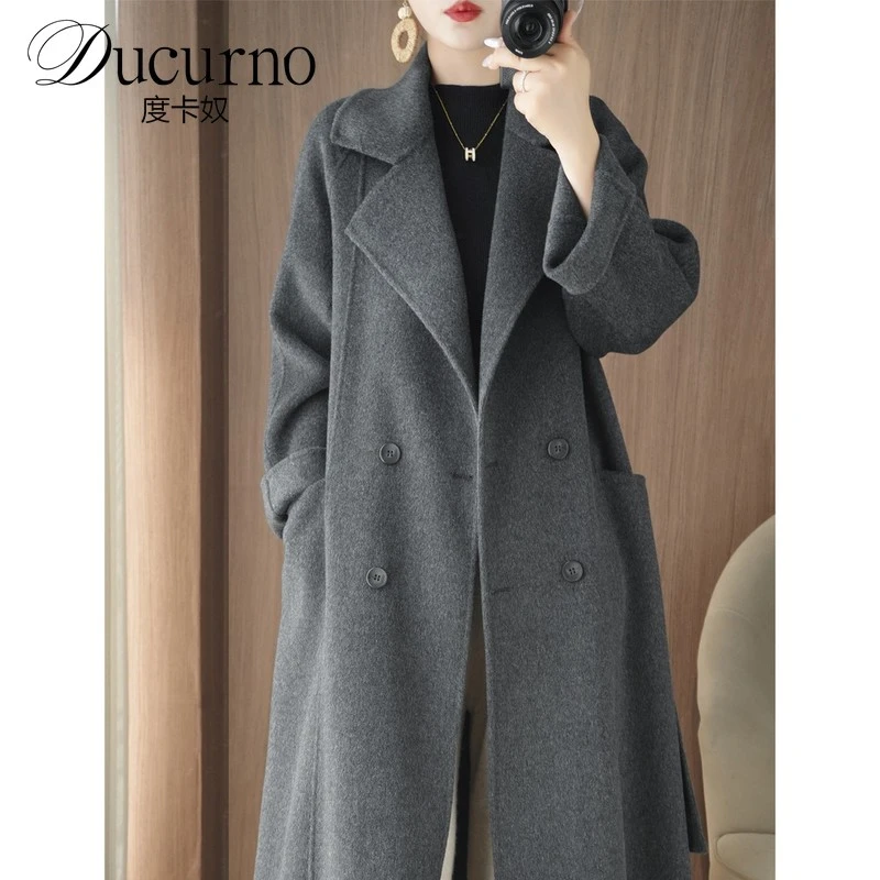2025冬季新款中长款羊毛大衣女时尚气质百搭宽松双面过膝呢外套